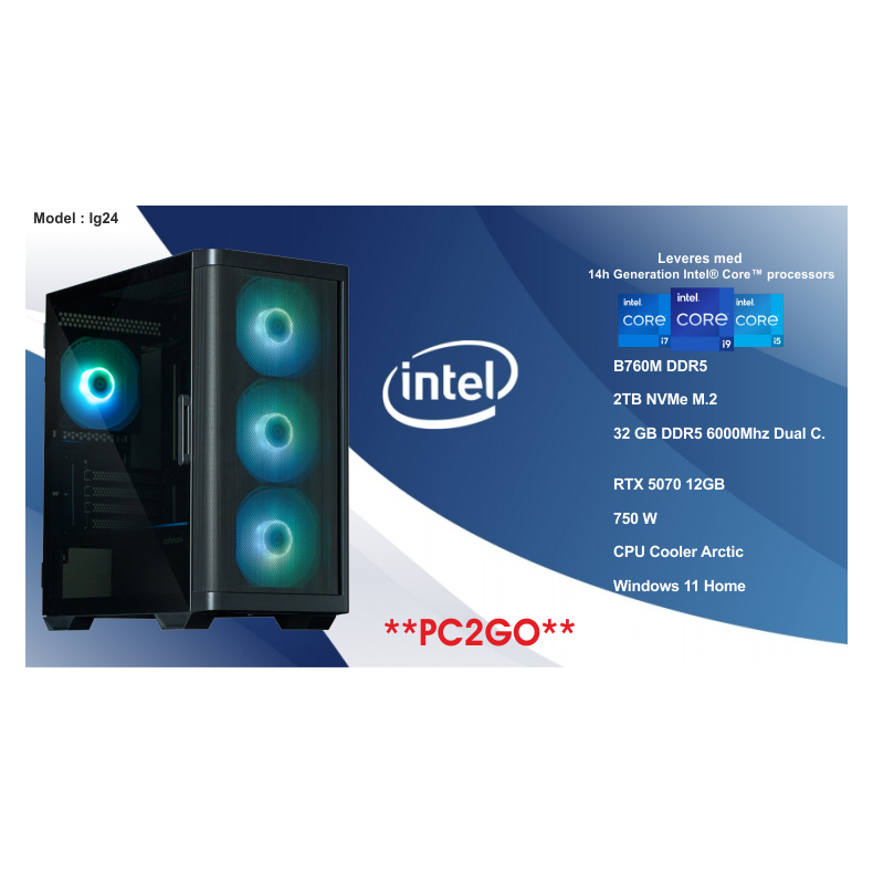 Luc Computer IG24 Intel i5-14600KF 32GB RTX 5070 WIN11 **PC2GO**