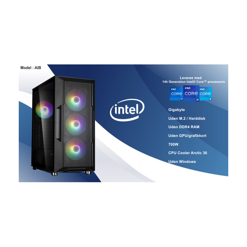 Luc Barebone Intel i5-14400F, 0 RAM,0 HDD, ingen GPU