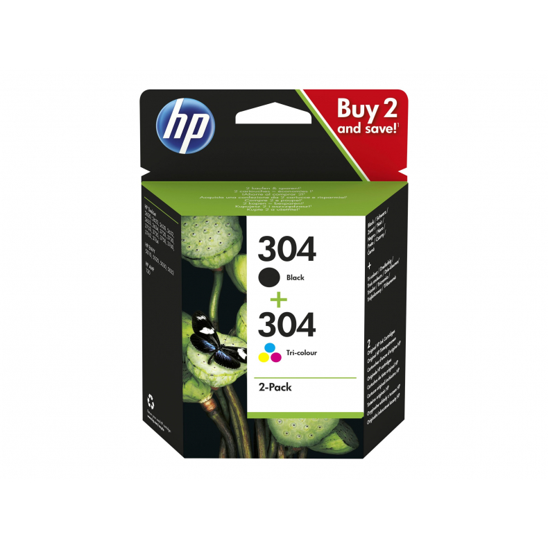 HP 304 Multipak cartridge Farve + Sor