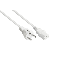 Str�mkabel, PC og v�gudtag, 1m Hvid