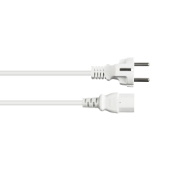 Str�mkabel, PC og v�gudtag, 1m Hvid