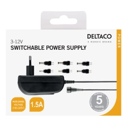strmadapter 3V-12V DC, 1,5 A 18.0W MAX