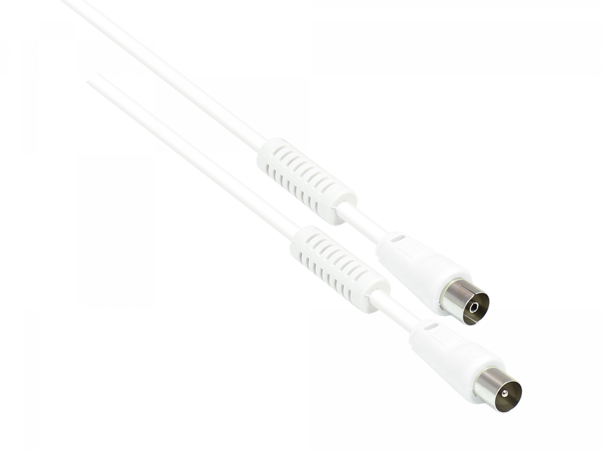 5 m Antennek. hvid Ferritkern - TV - Antenne kabel/stik - BWS ApS