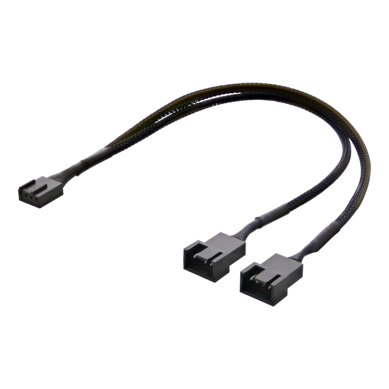 4-Pin Splitter for 2x PWM Fans 30cm Sort