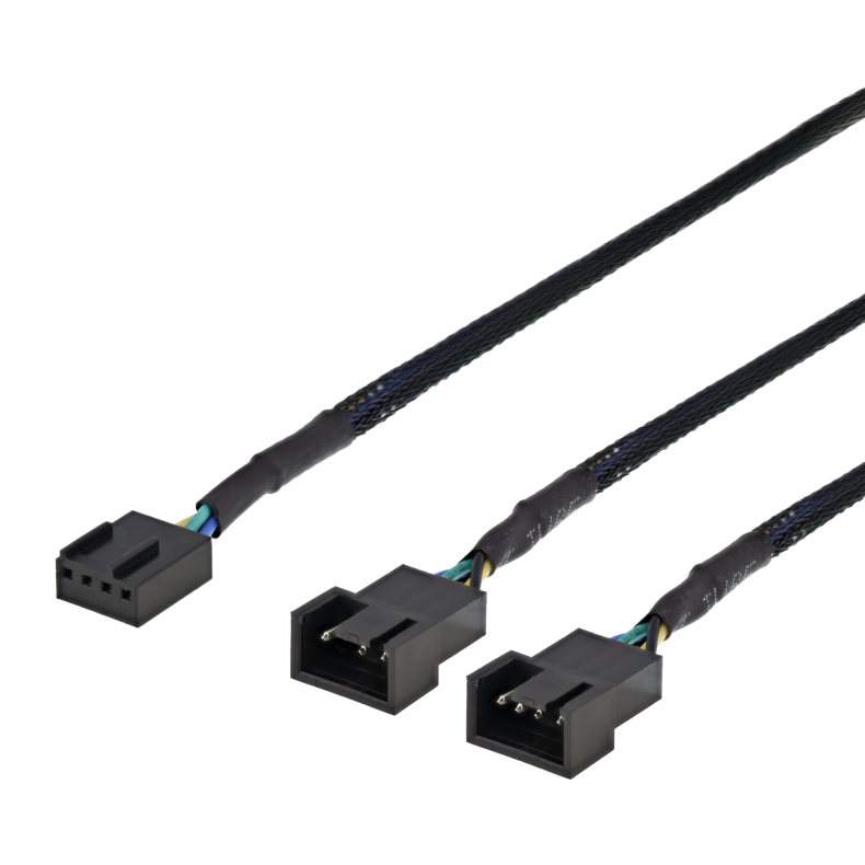 4-Pin Splitter for 2x PWM Fans 30cm Sort