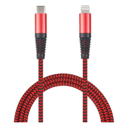 Lightning / USB C  cable, 1m, sort/rd f