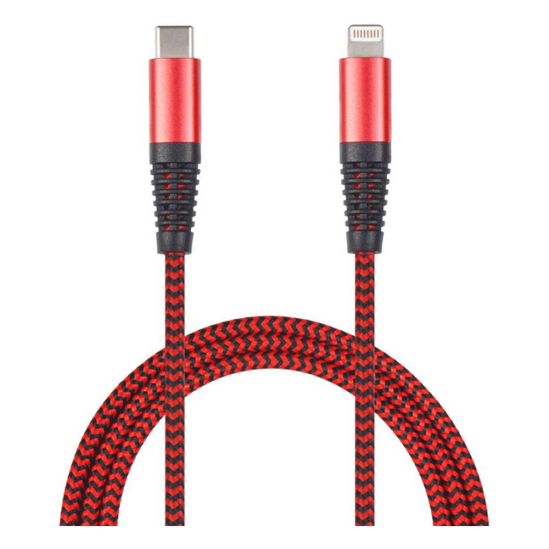Lightning / USB C  cable, 1m, sort/rd f