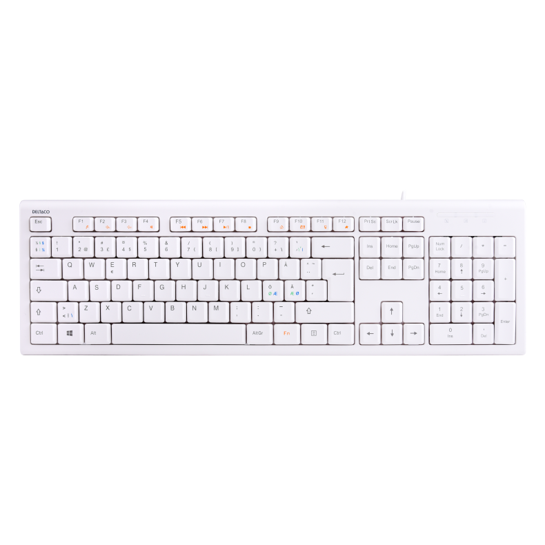 Tastatur Hvid USB Kabel