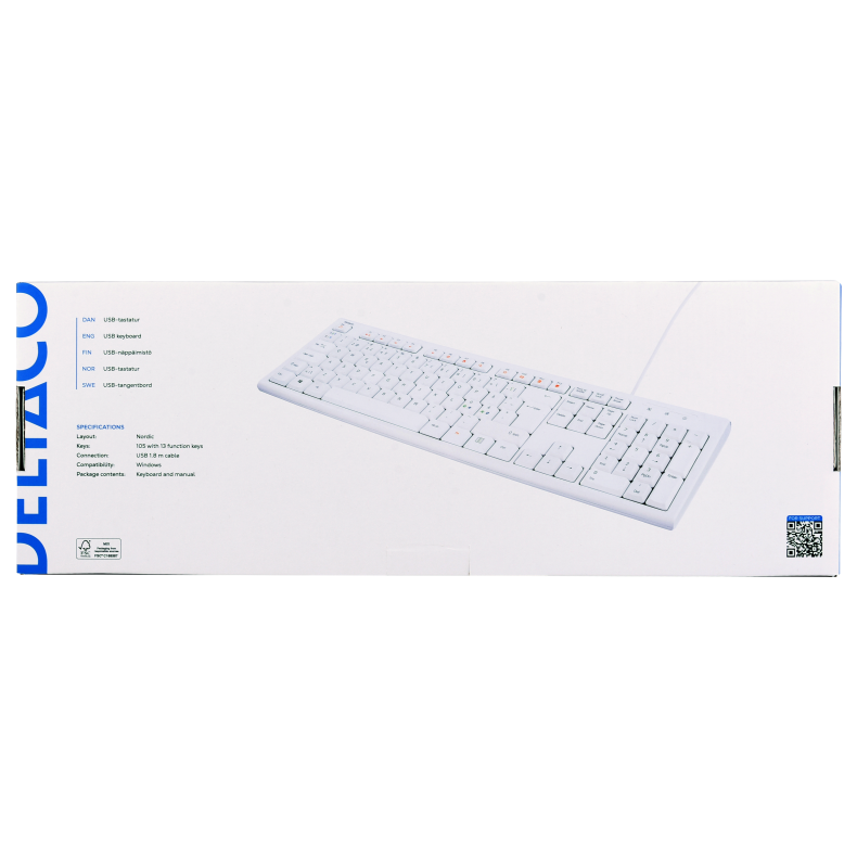 Tastatur Hvid USB Kabel