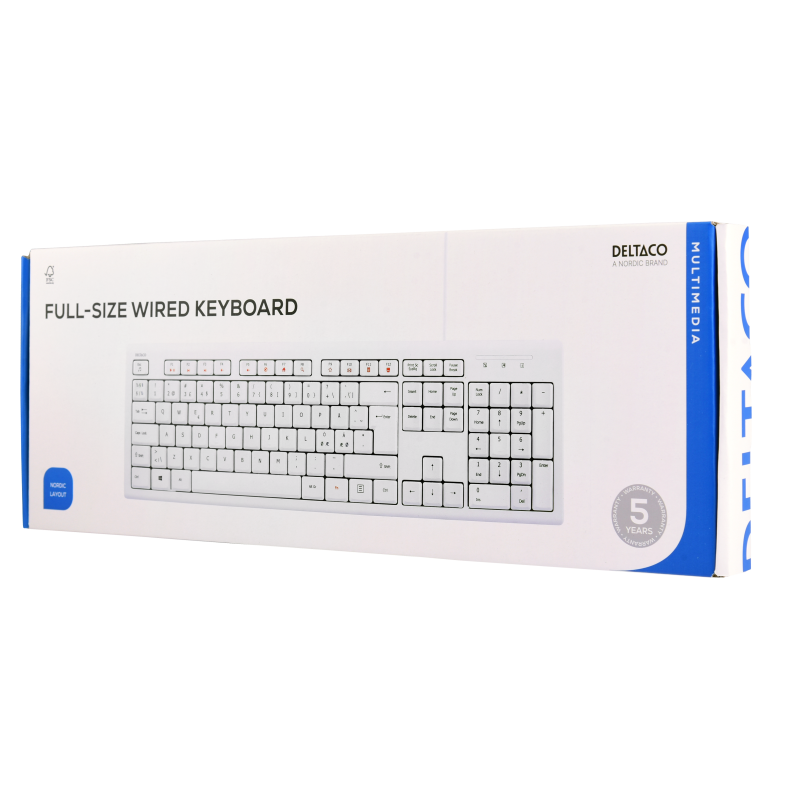 Tastatur Hvid USB Kabel