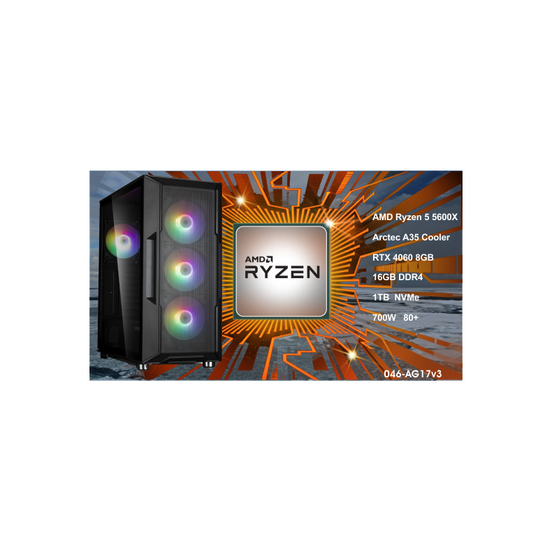 Luc Computer AG17 Ryzen 5 5600X, 16GB RTX 4060 m/Win11 **PC2GO**