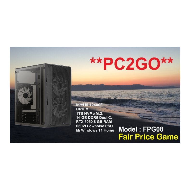 LUC Computer FPG08  Intel i5-12400F 16GB 1TB NVMe RTX5050 m/Win **PC2GO**