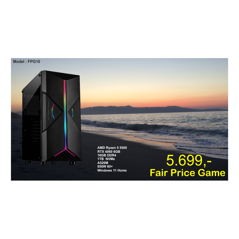 LUC Computer FPG10 Ryzen 5 5500 16GB 1TB NVMe RTX 4060 m/Win **PC2GO**