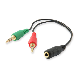 3,5mm 4pol Hun til 2x3,5 Mic/Head 0,1cm