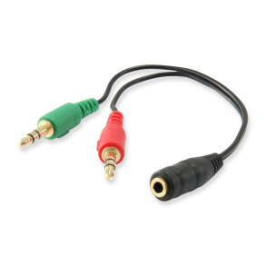 3,5mm 4pol Hun til 2x3,5 Mic/Head 0,1cm