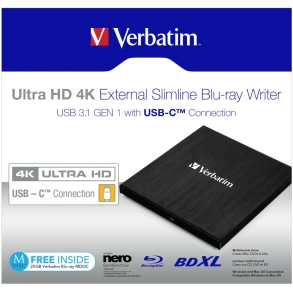 USB- C 3.1 Slimline ekstern Blu-ray drev