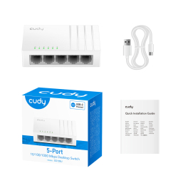 5 ports Gigabit switch hvid