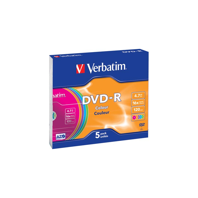 Verbatim DVD-R 4.7GB 16x 5 stk. Colour