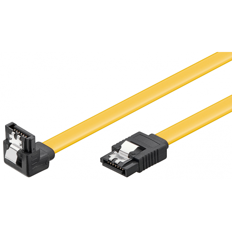 SATA/SAS-kabel, 0,2m, Vinklet gul