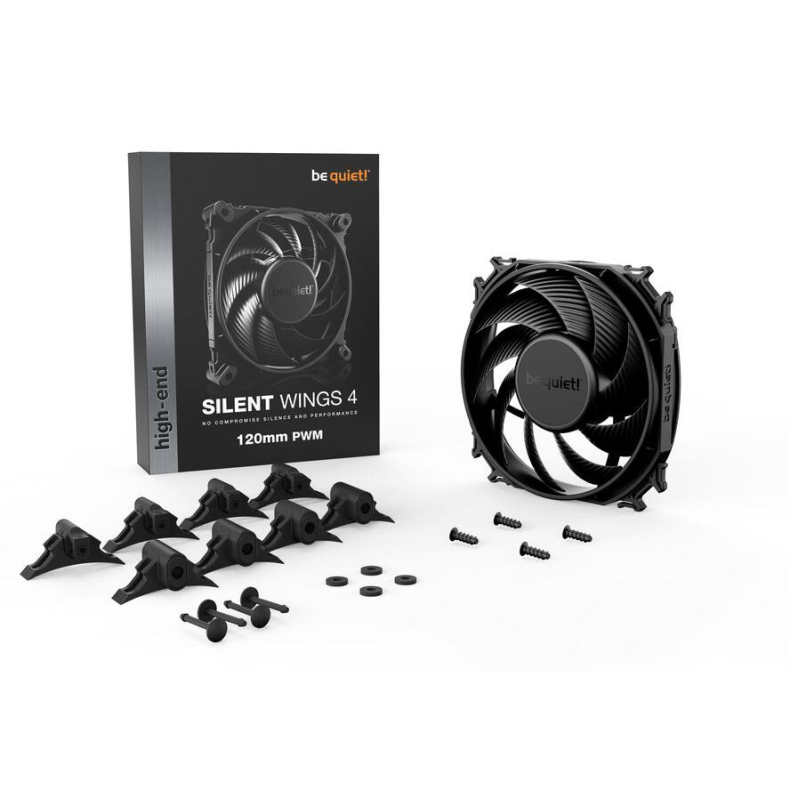 120x120x25 mm. Silent Wings 4 PWM Sort