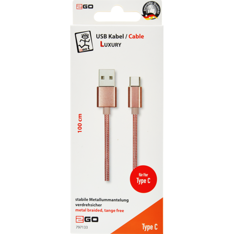 USB A han til USB C 3.1 Han 1m Rose